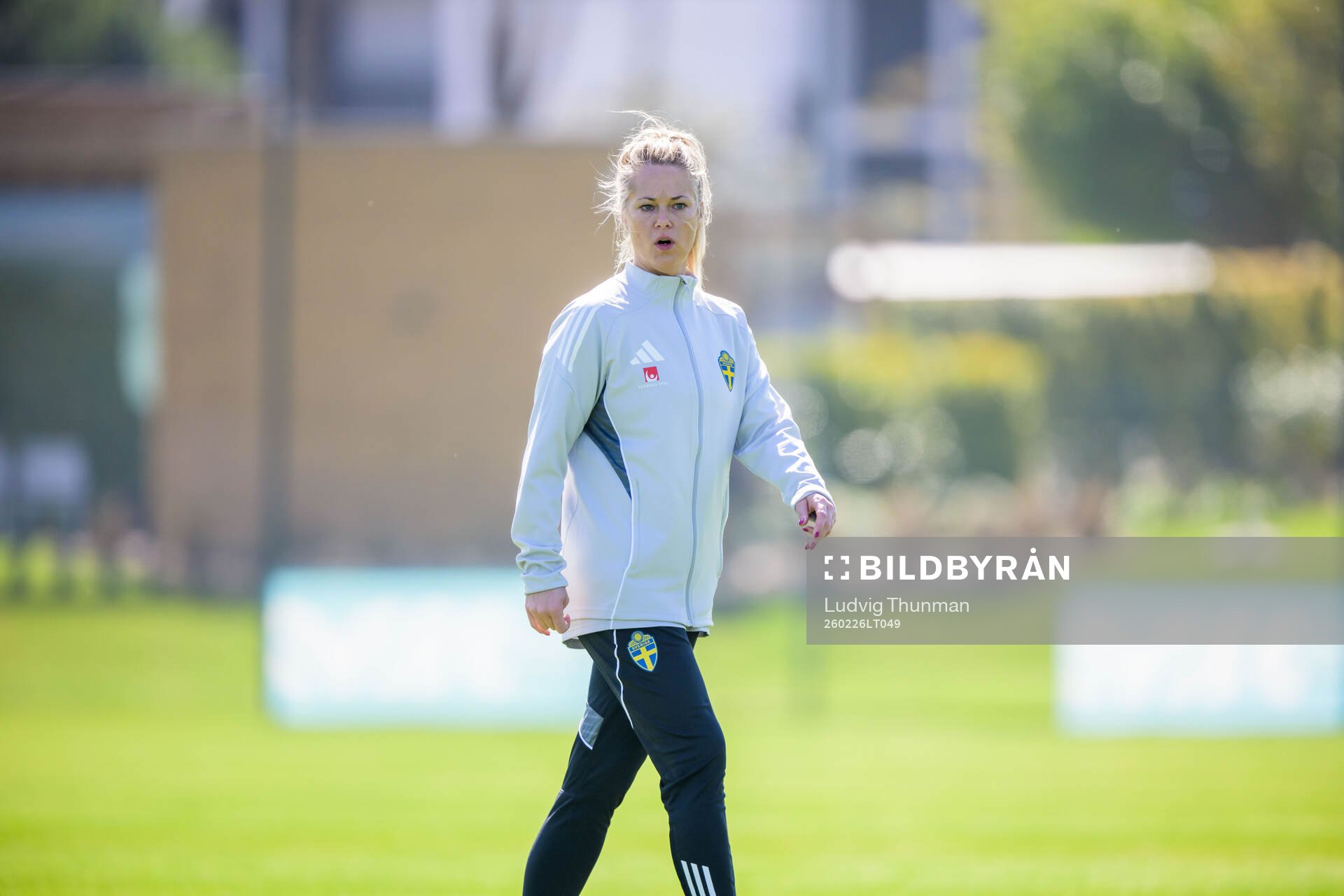 Goalkeeper coach Sofia Lundgren of the Swedish women's