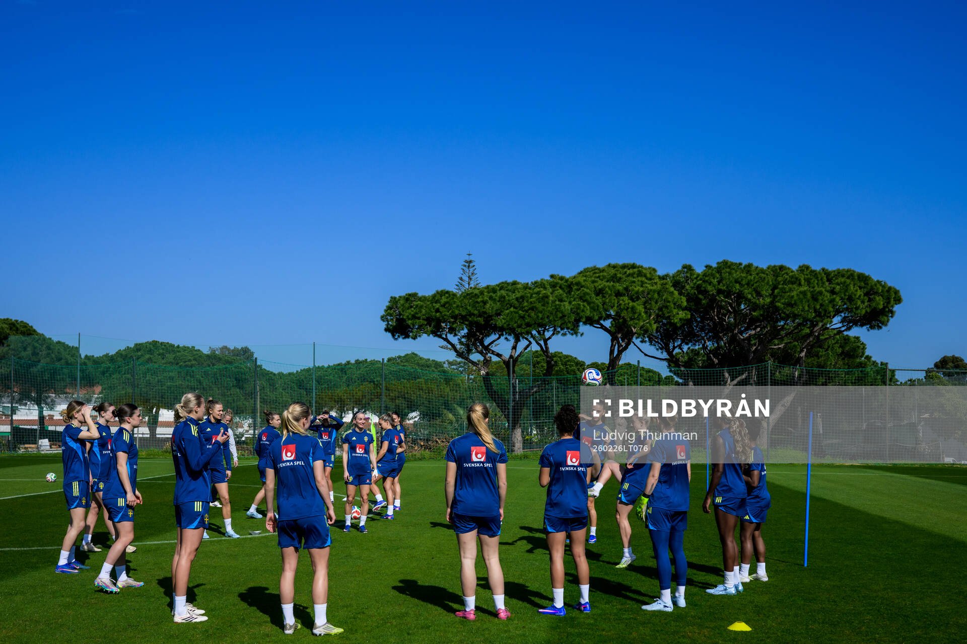 Players of the Swedish women's national football team warm