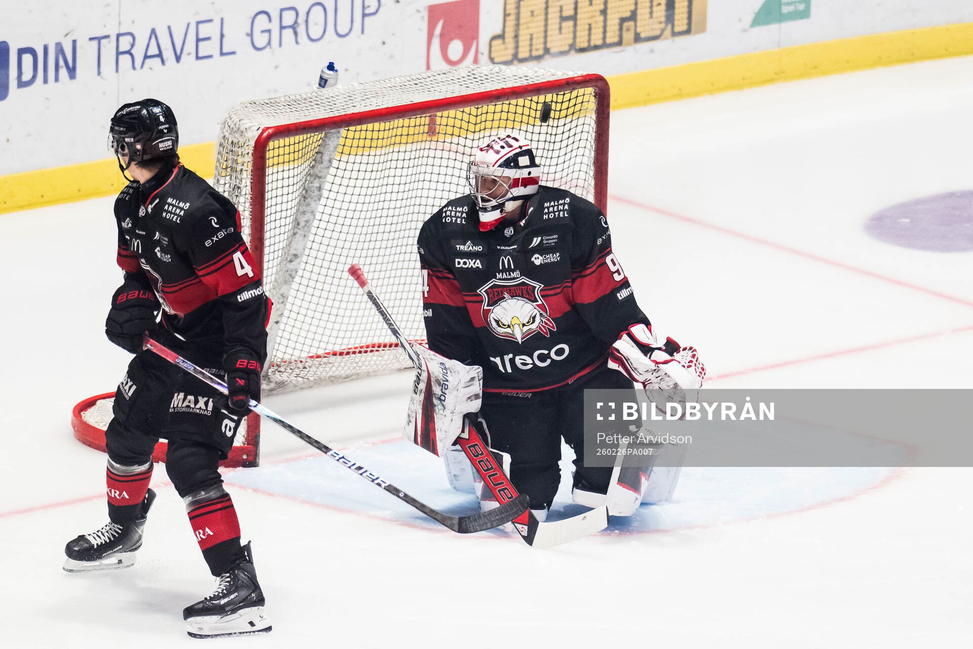 Malmö Redhawks målvakt Marek Langhamer vid 0-1 målet
