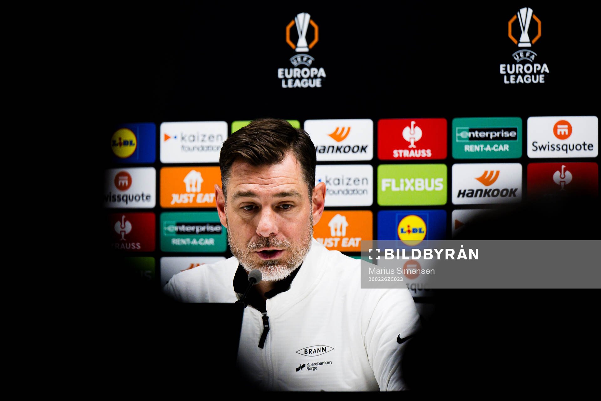 Head coach Freyr Alexandersson of Brann at a press
