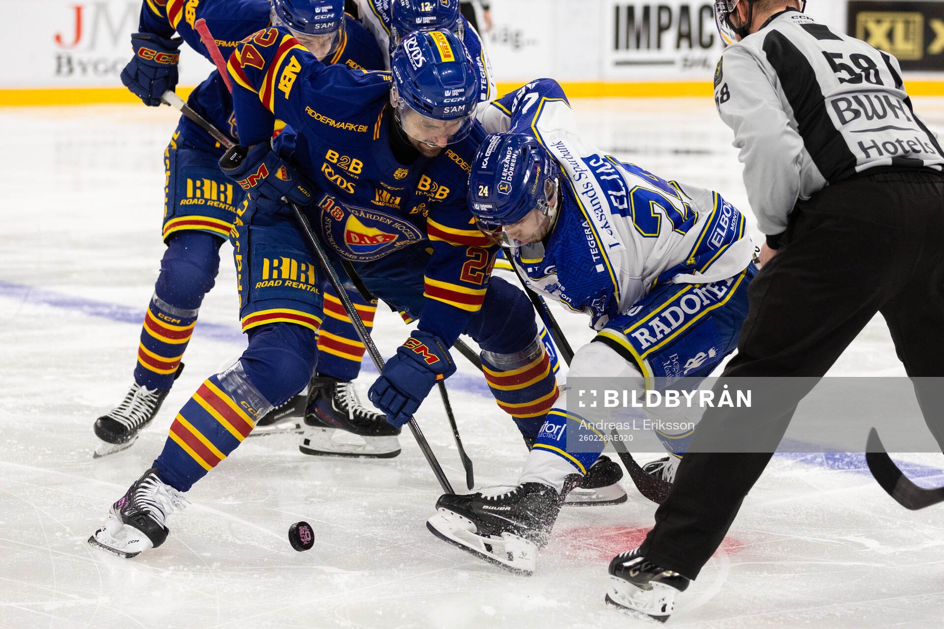 Djurgårdens Ludvig Rensfeldt och Leksands Arvid Eljas tekar