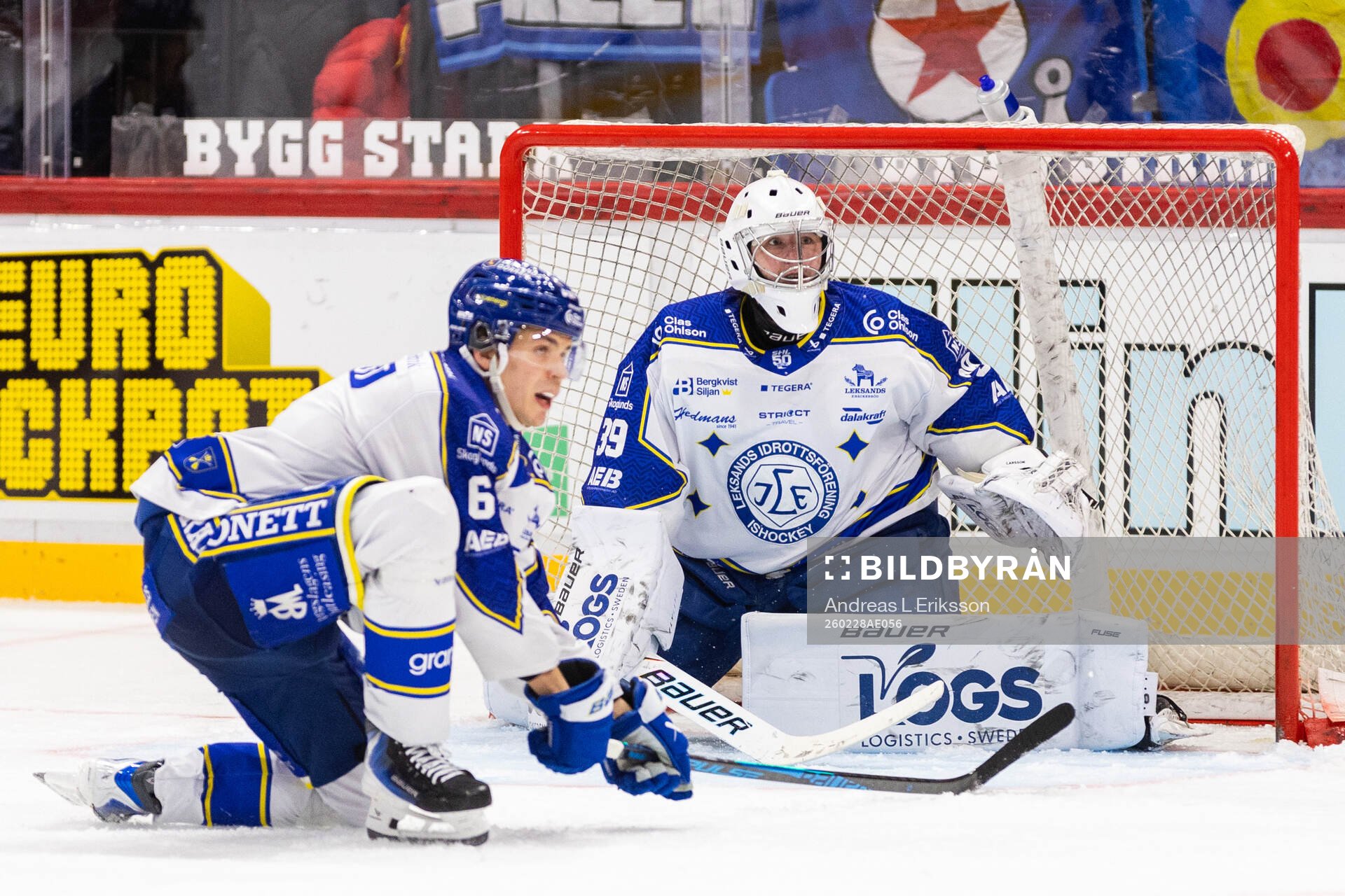 Leksands Alexander Lundqvist och Leksands målvakt Filip