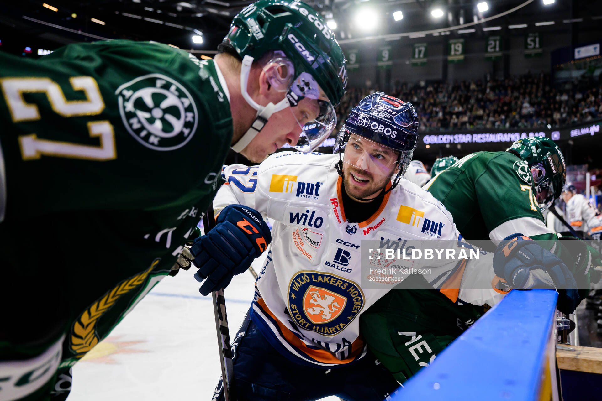 Färjestads Gabriel Carlsson och Växjös Manuel Ågren