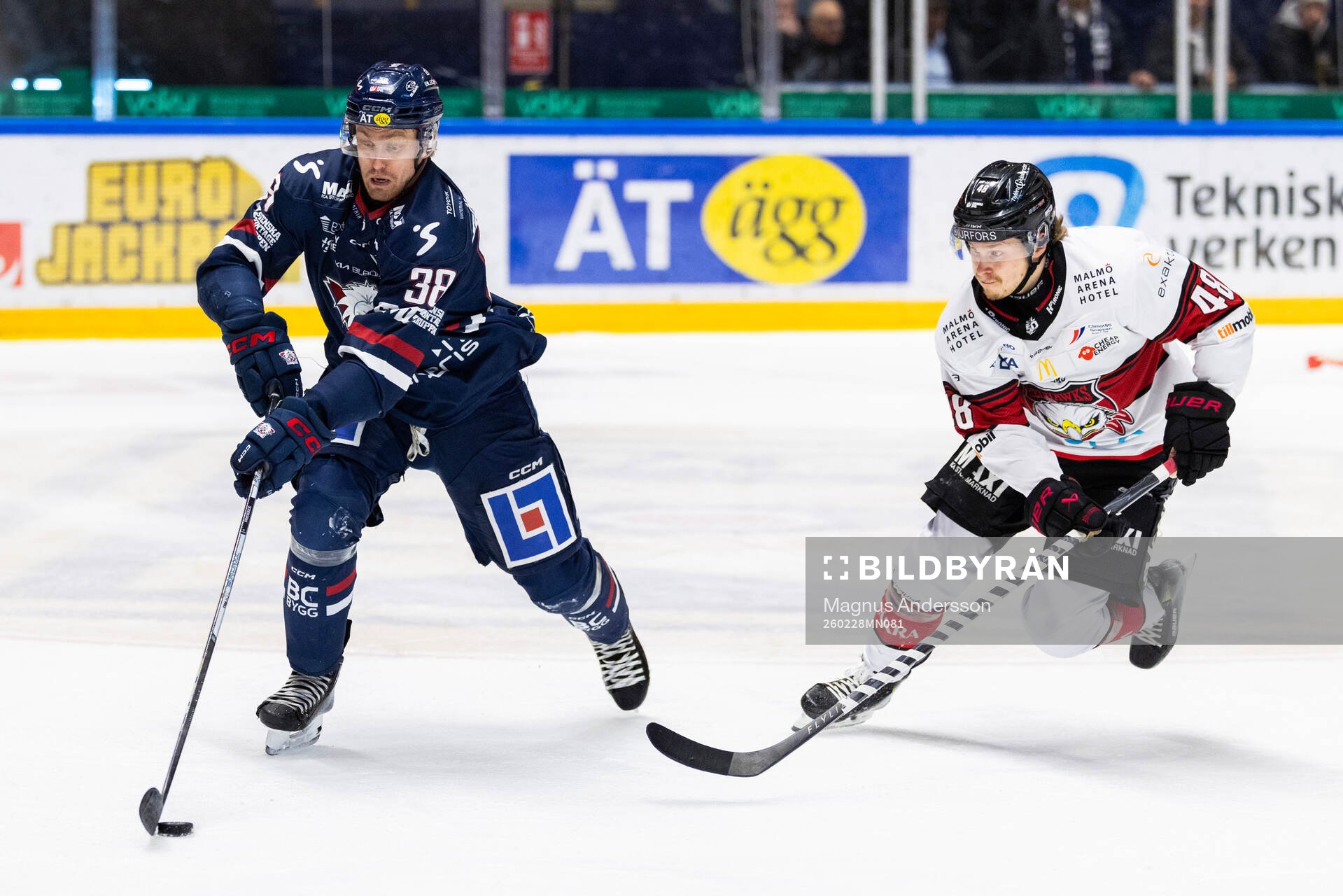 Linköpings Johan Södergran och Malmö Redhawks Lauri