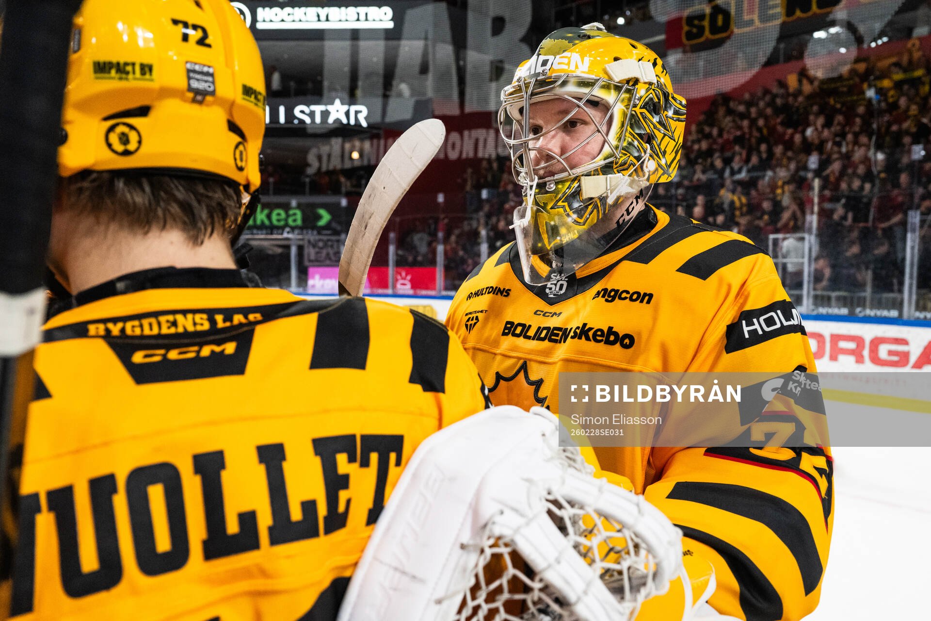 Skellefteås målvakt Linus Söderström jublar