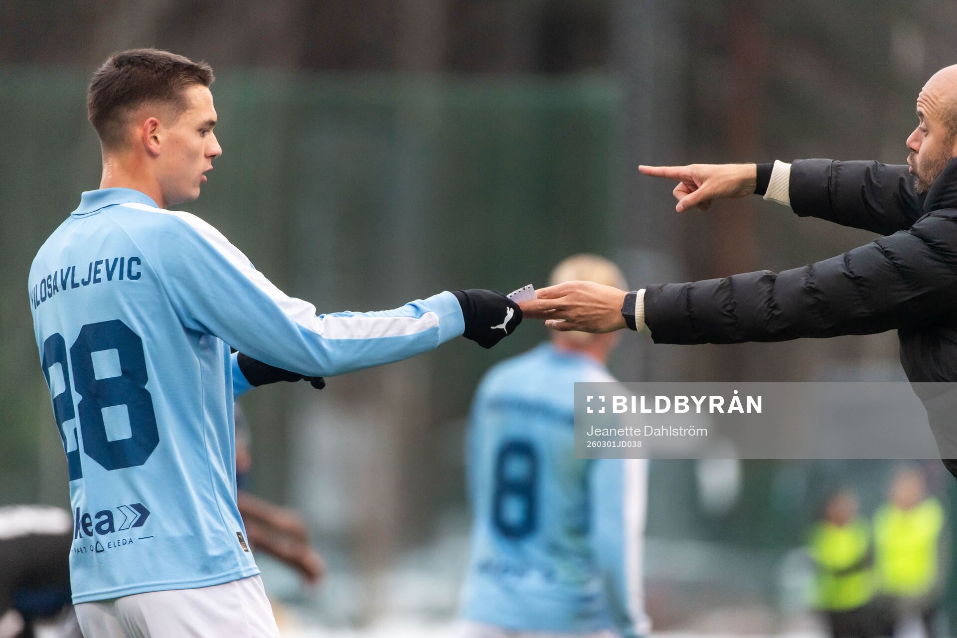 Malmö FFs Jovan Milosavljevic och huvudtränare Miguel