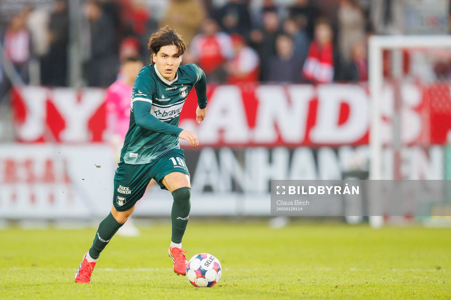 VEJLE, DANMARK - 1. MARTS 2026: Eric Kahl (AGF) i 3F
