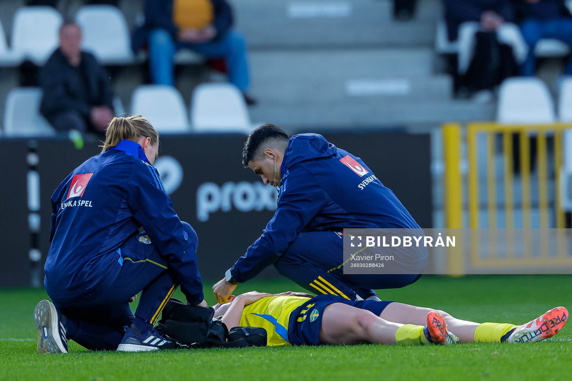 Wilma Leidhammar of Sweden in pain