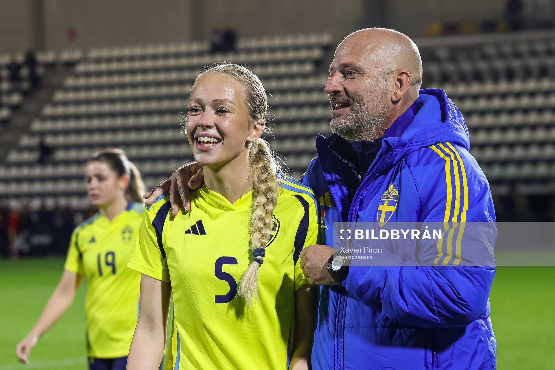 Lisa Löwing and coach Magnus Wikman of Sweden