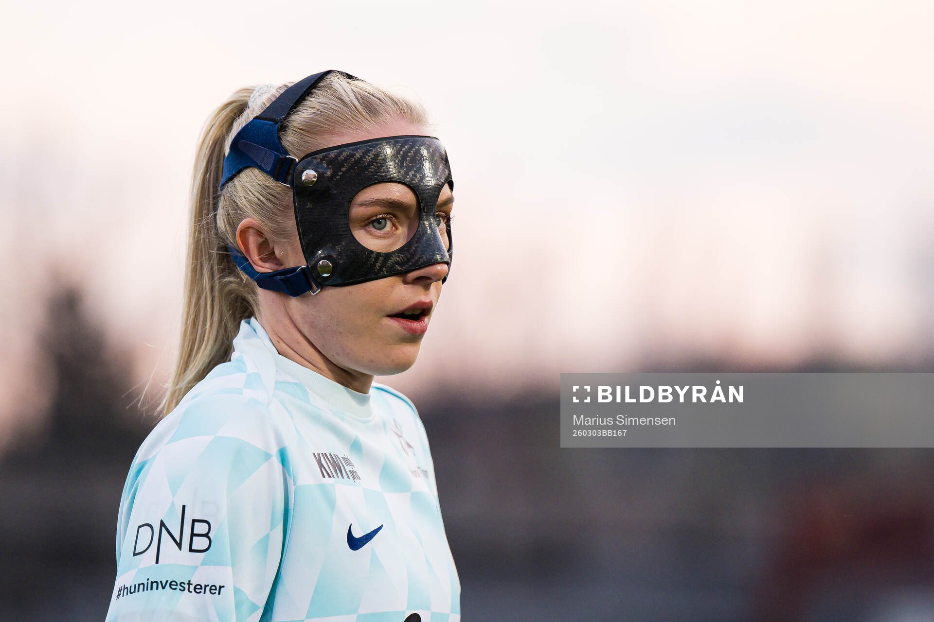 Thea Bjelde of Norway warms up