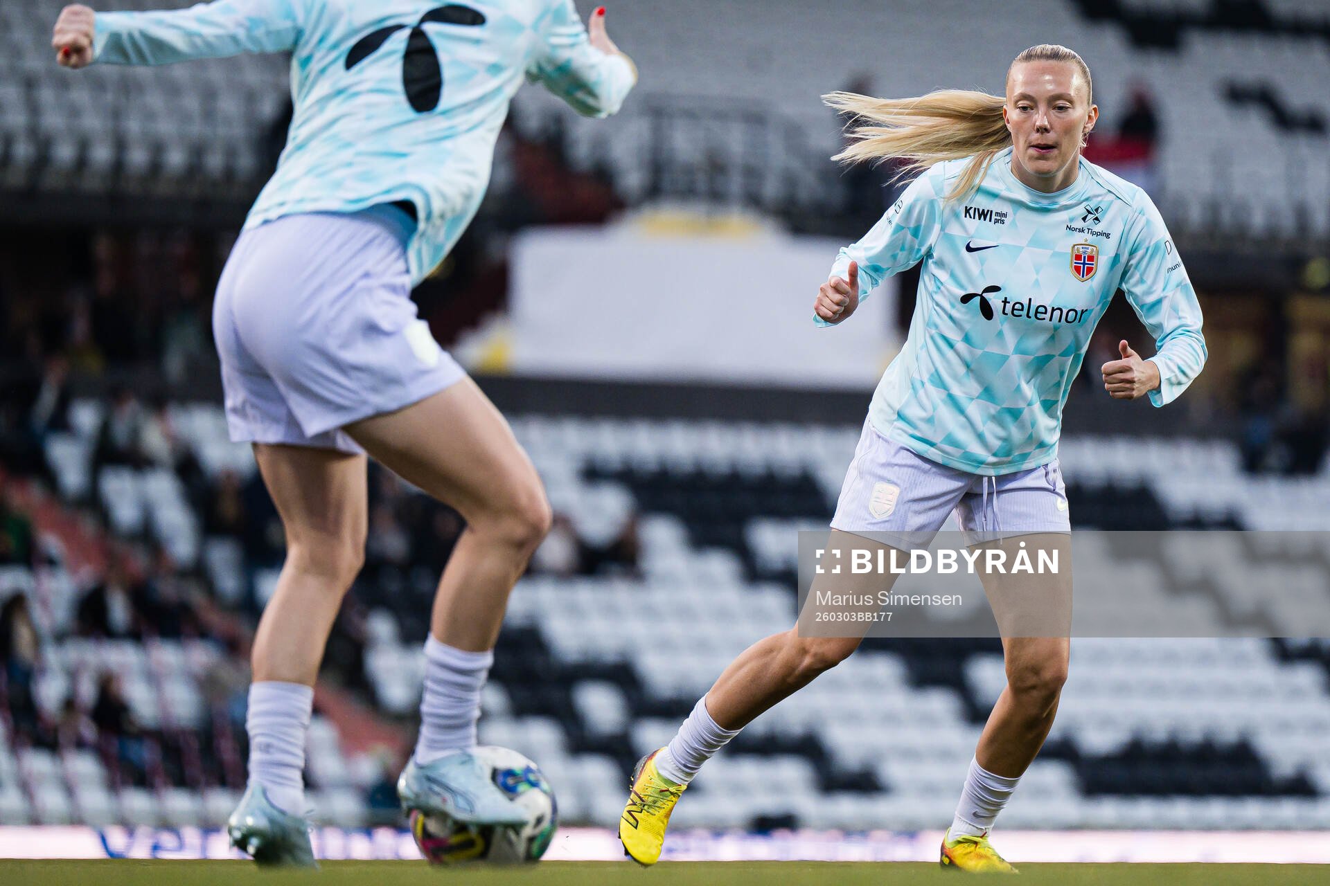Synne Jensen of Norway warms up