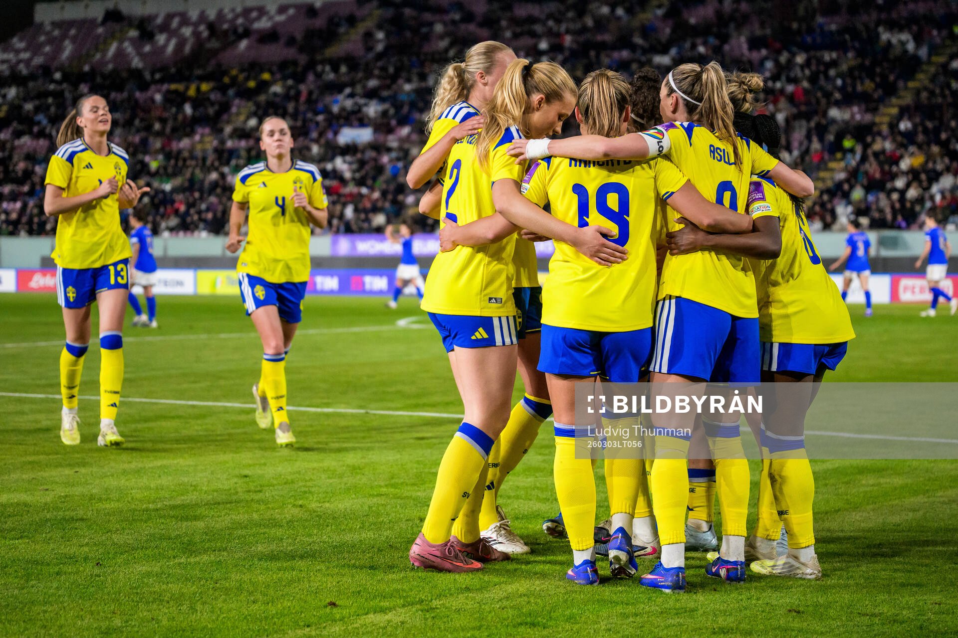 Filippa Angeldahl of Sweden celebrate with teammates