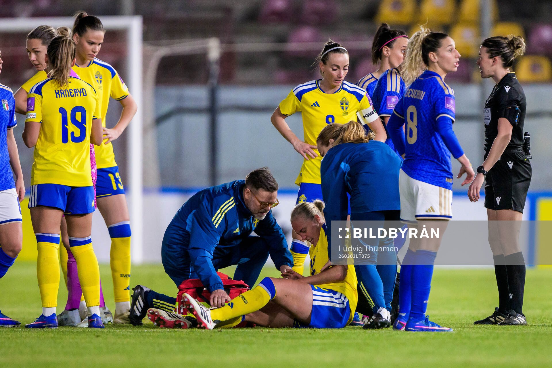 Elma Junttila Nelhage of Sweden in pain