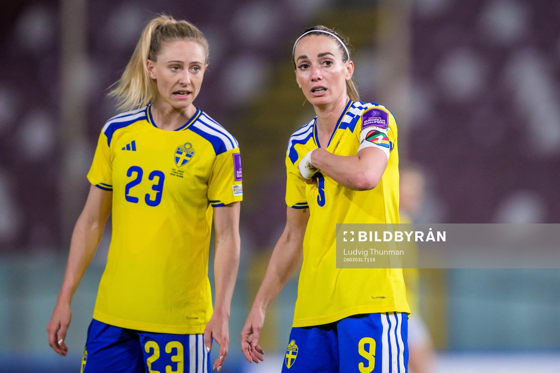 Rebecka Blomqvist and Kosovare Asllani of Sweden