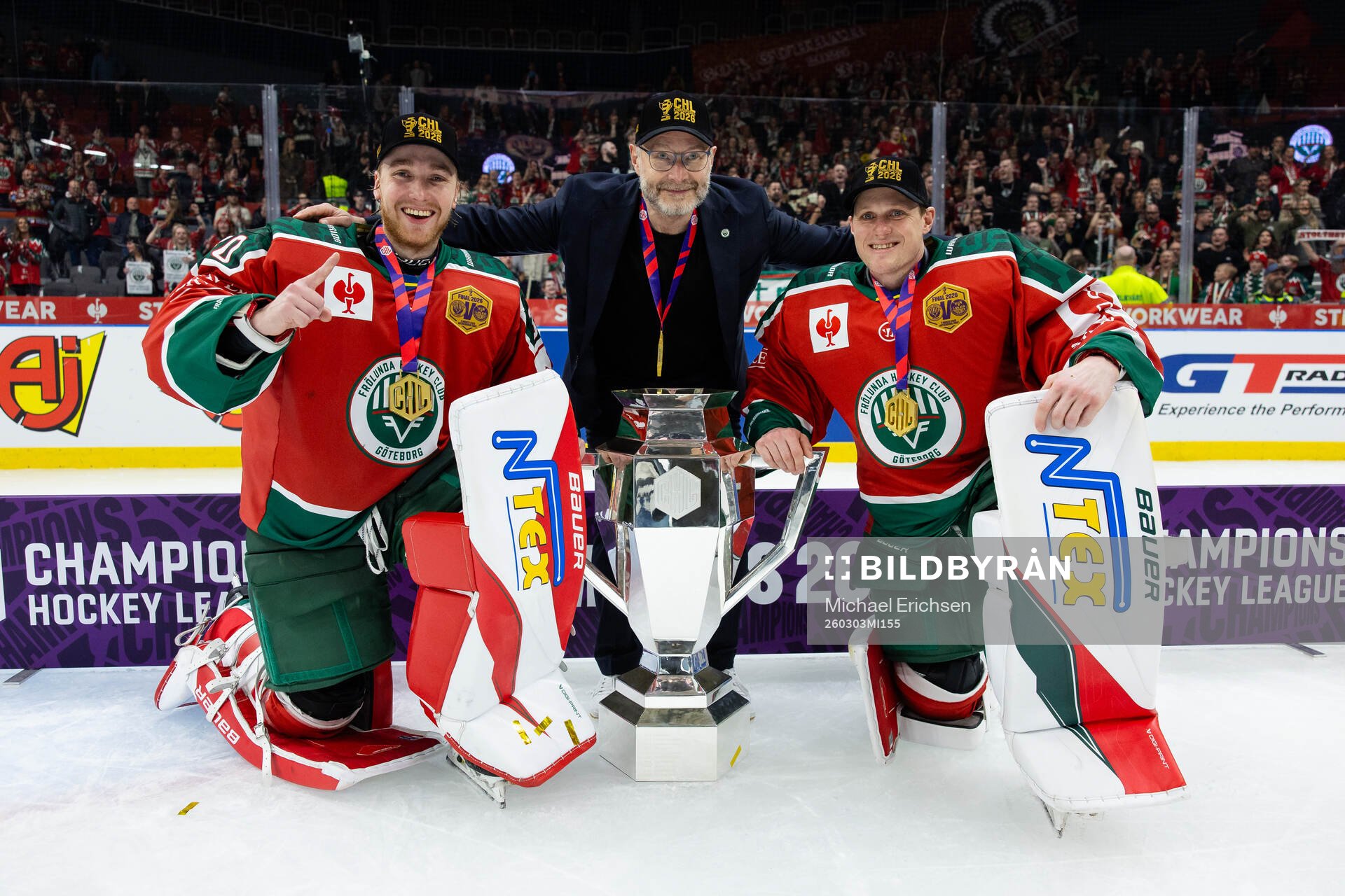 Goaltender Tobias Normann, goaltender coach Peter Iversen
