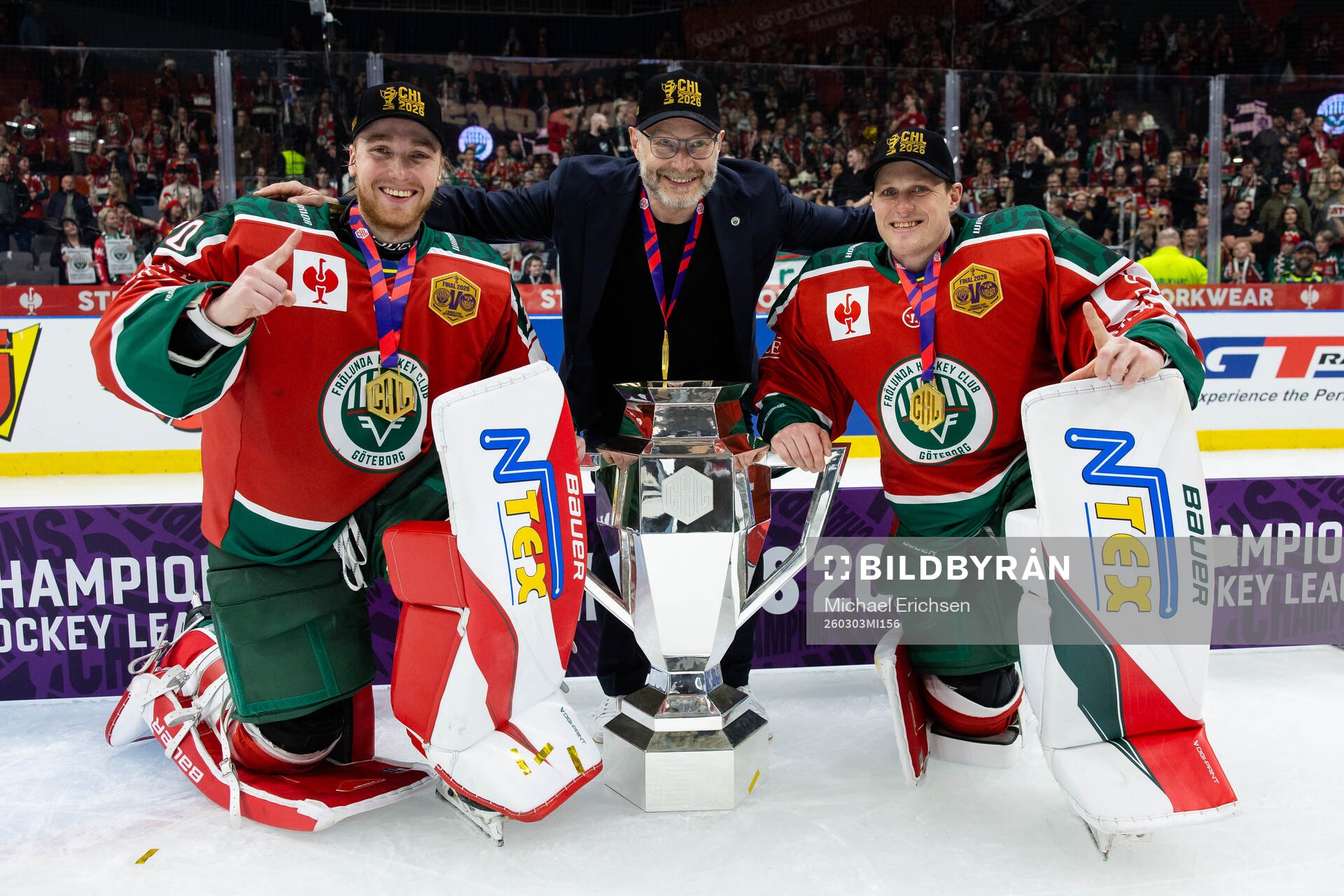 Goaltender Tobias Normann, goaltender coach Peter Iversen