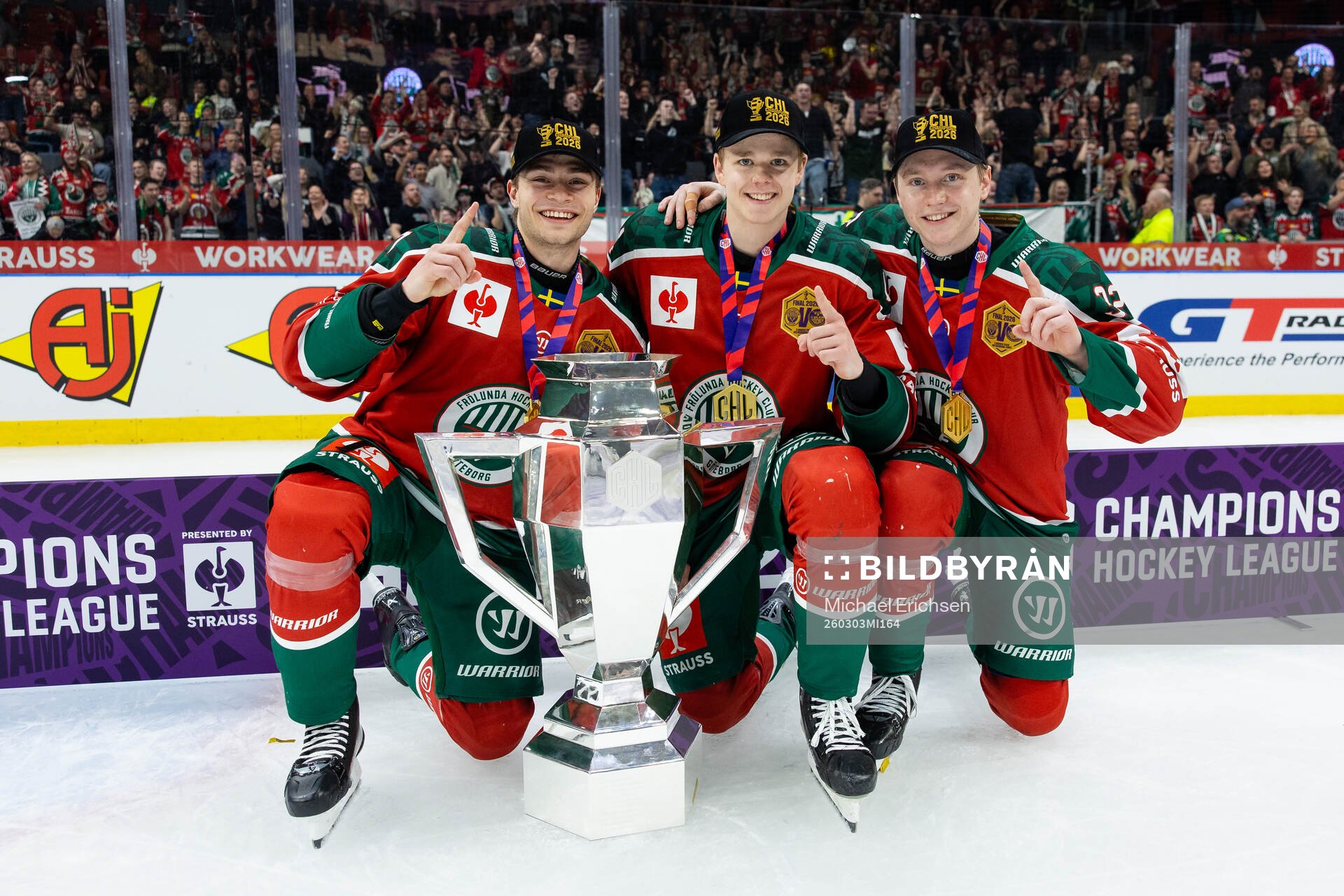 Isac Born, Noah Dower Nilsson and Noah Hasa  of Frölunda