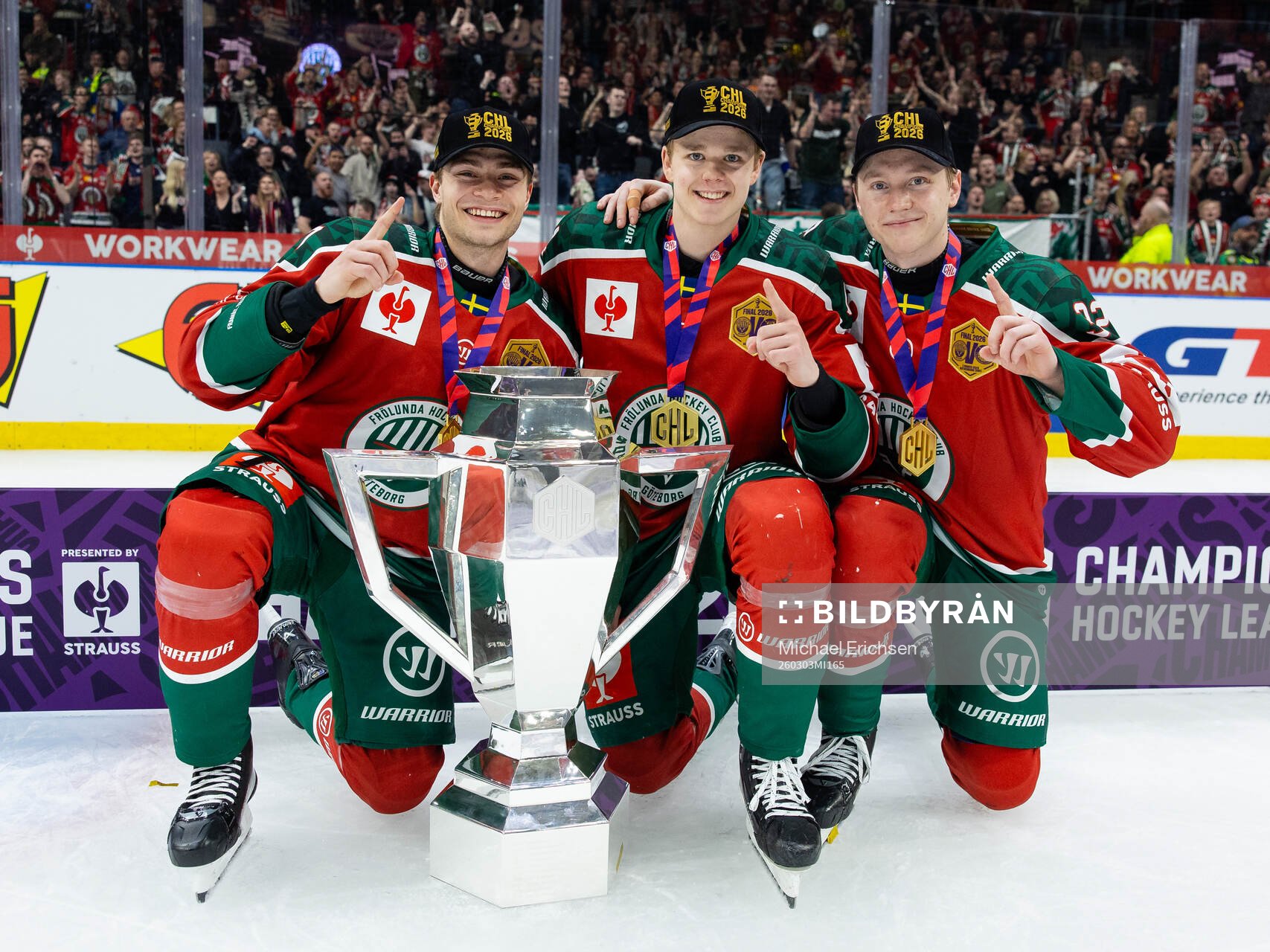 Isac Born, Noah Dower Nilsson and Noah Hasa  of Frölunda