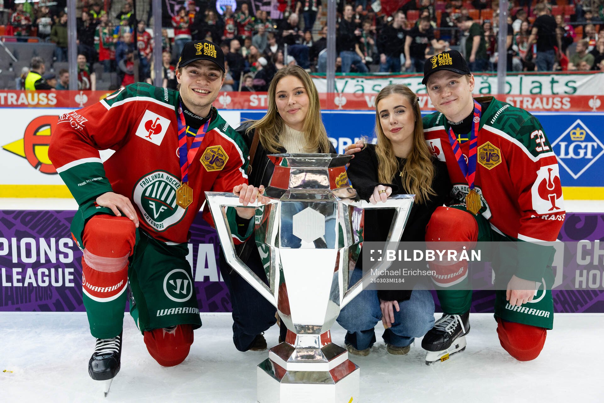 Isac Born and Noah Hasa of Frölunda and their fiancées