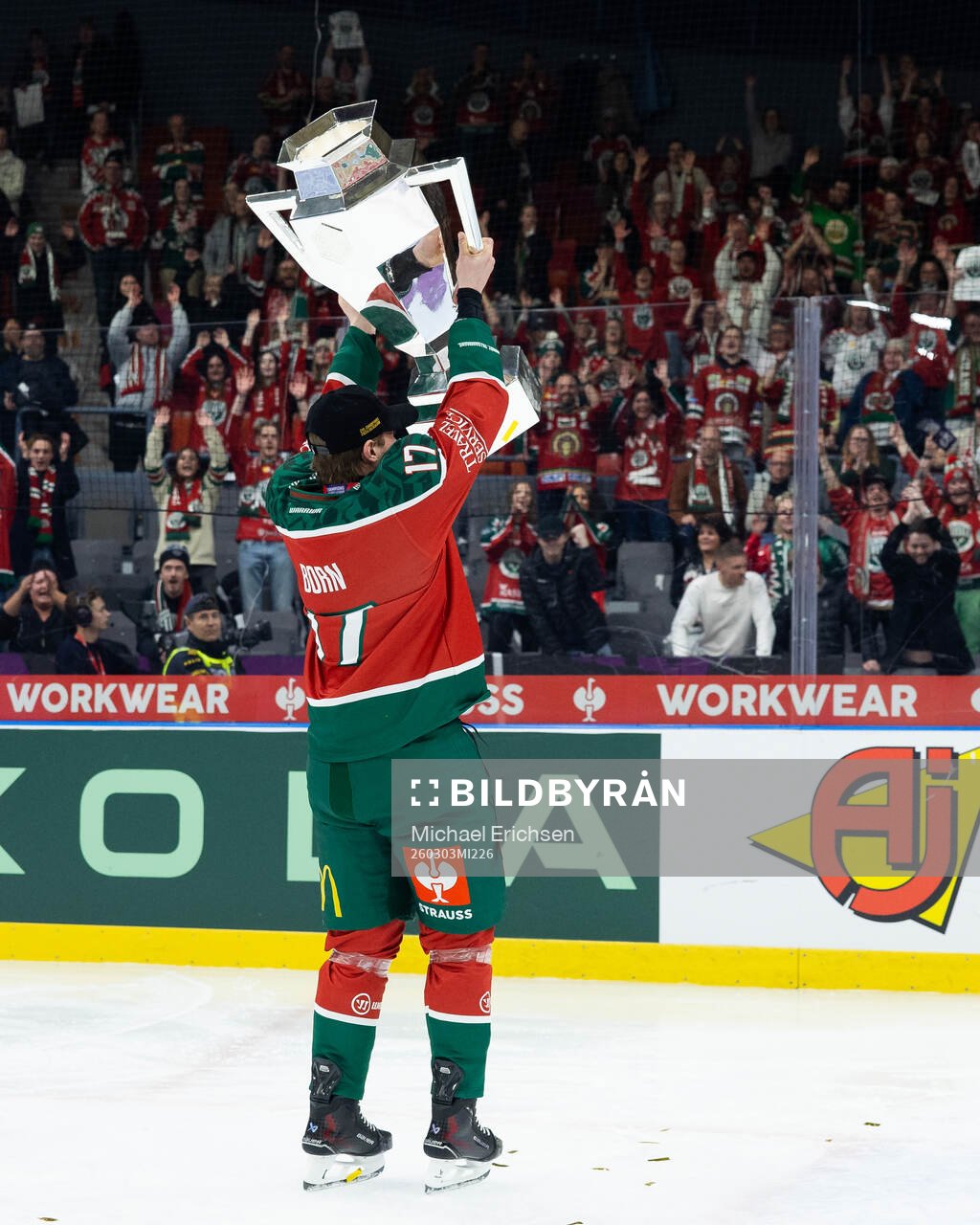 Isac Born of Frölunda celebrates with the trophy