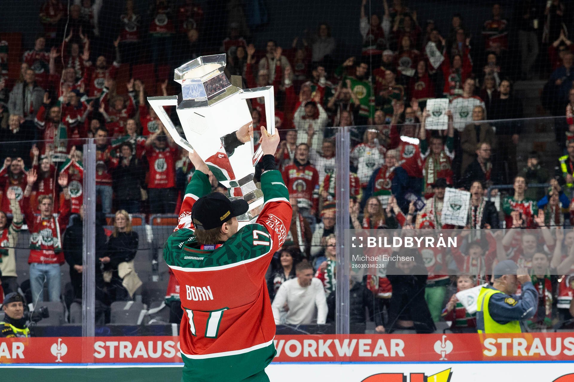 Isac Born of Frölunda celebrates with the trophy