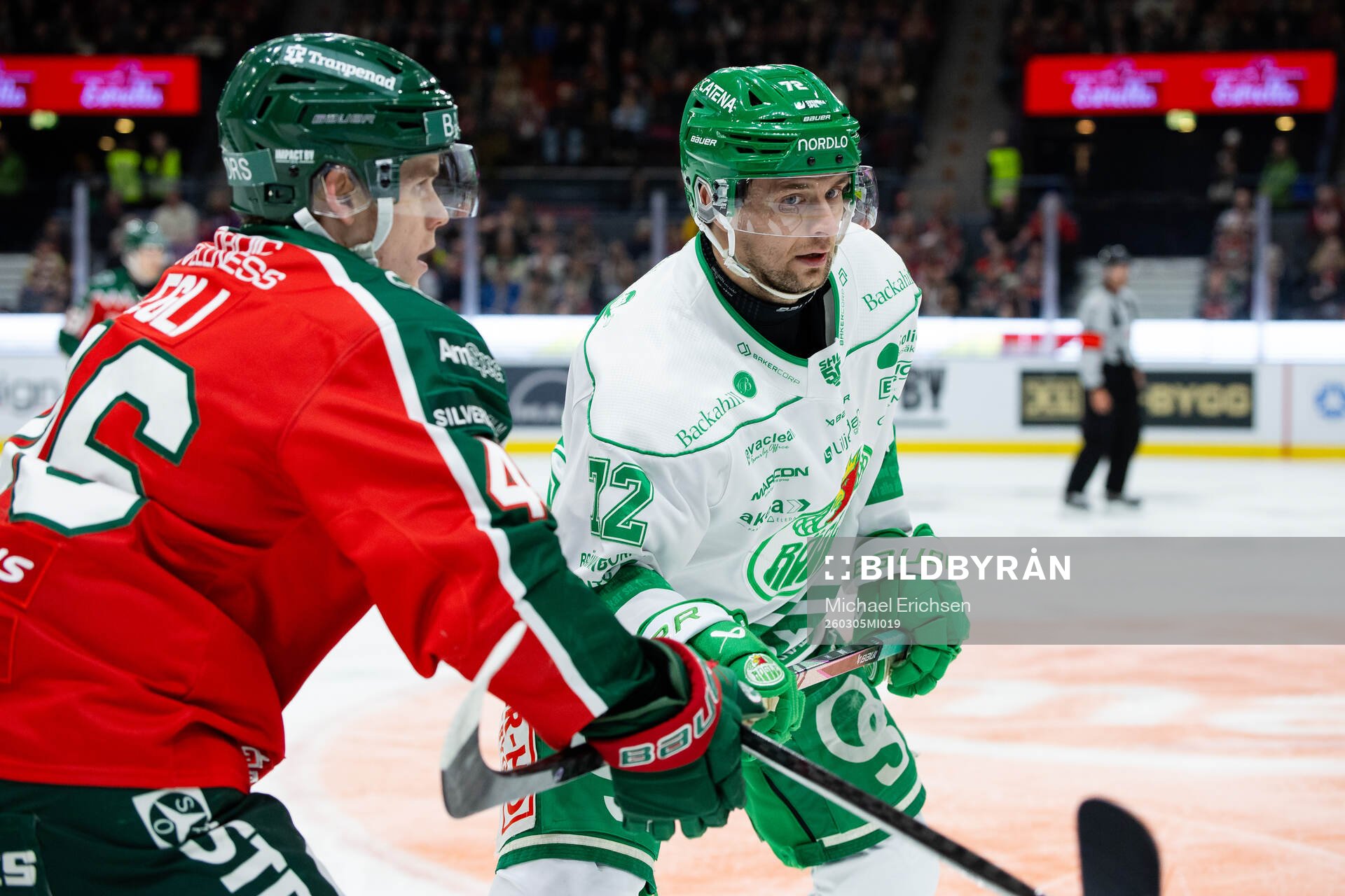 Frölundas Dominik Egli och Rögles Daniel Zaar