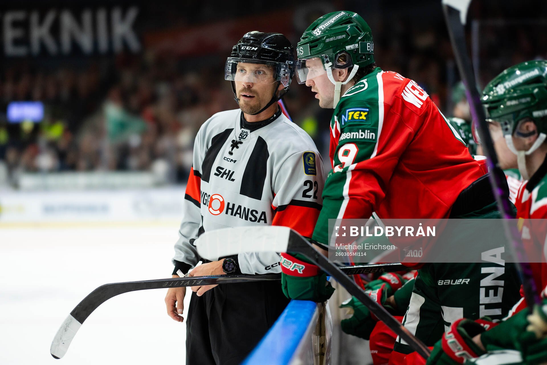 Domare Andreas Harnebring och Frölundas Linus Weissbach