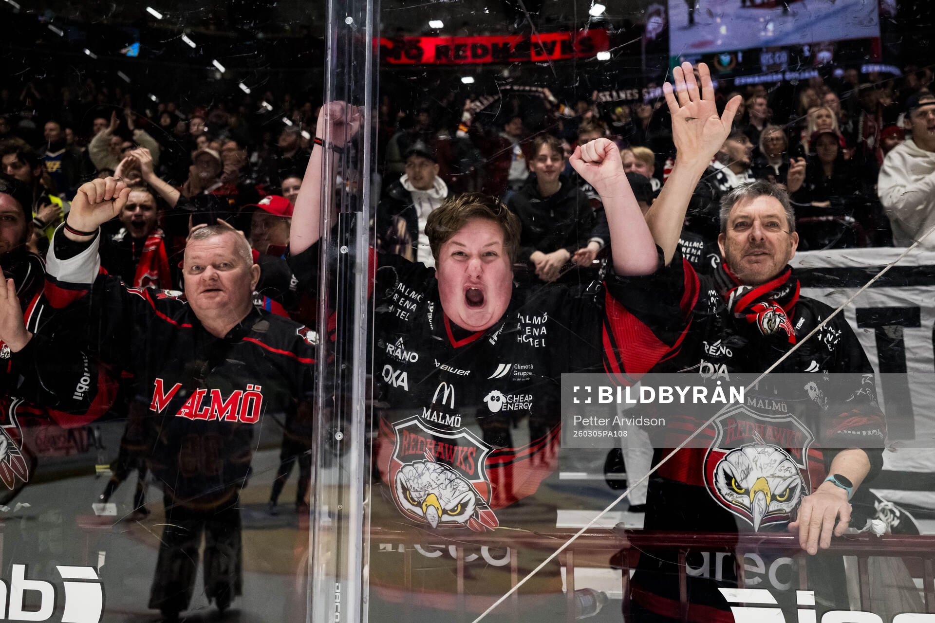 Malmö Redhawks supportrar jublar