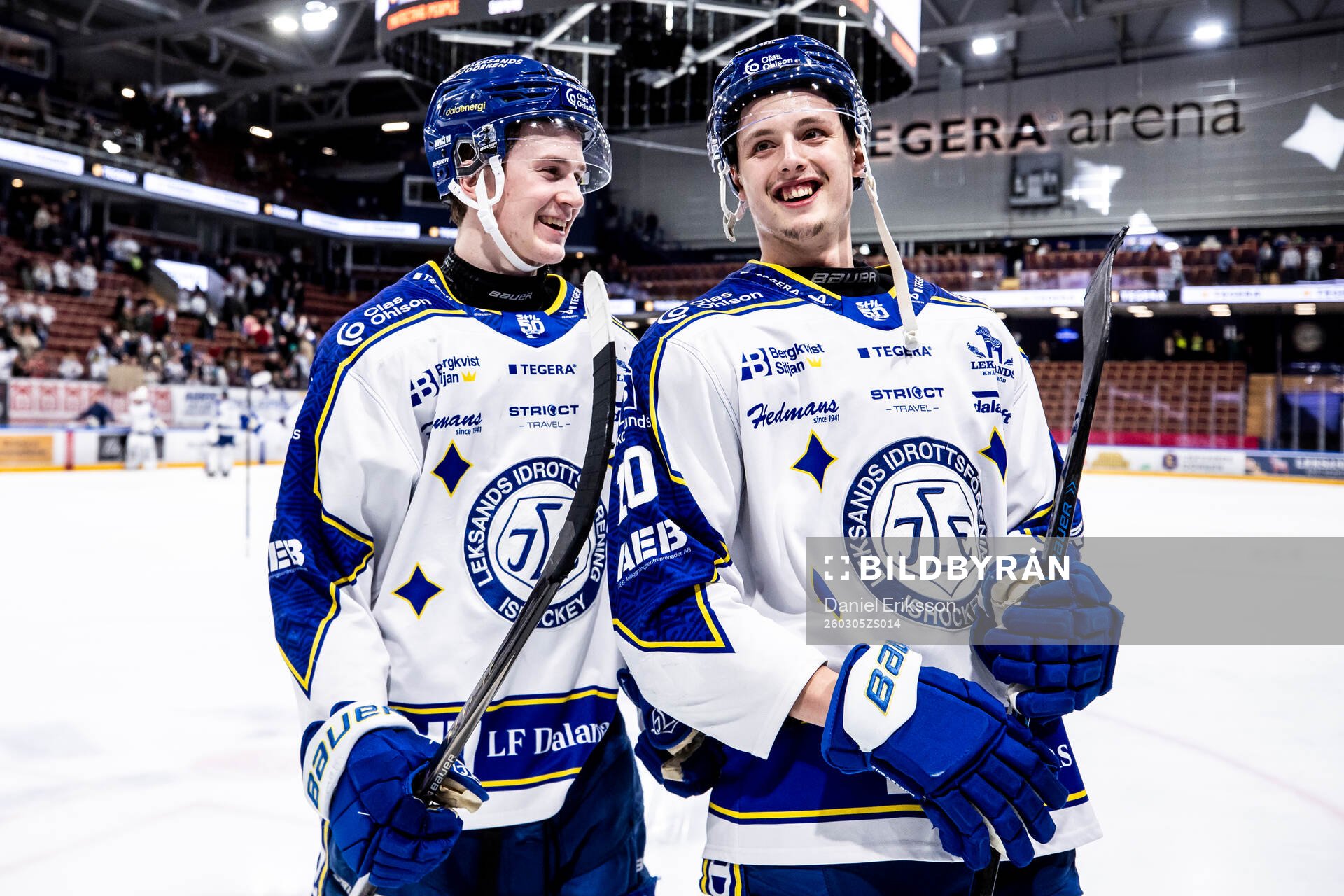 Leksands Tinus Luc Koblar och Anton Johansson jublar