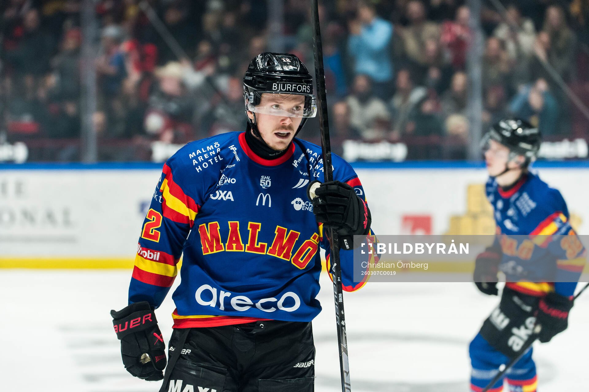 Malmö Redhawks Linus Öberg jublar