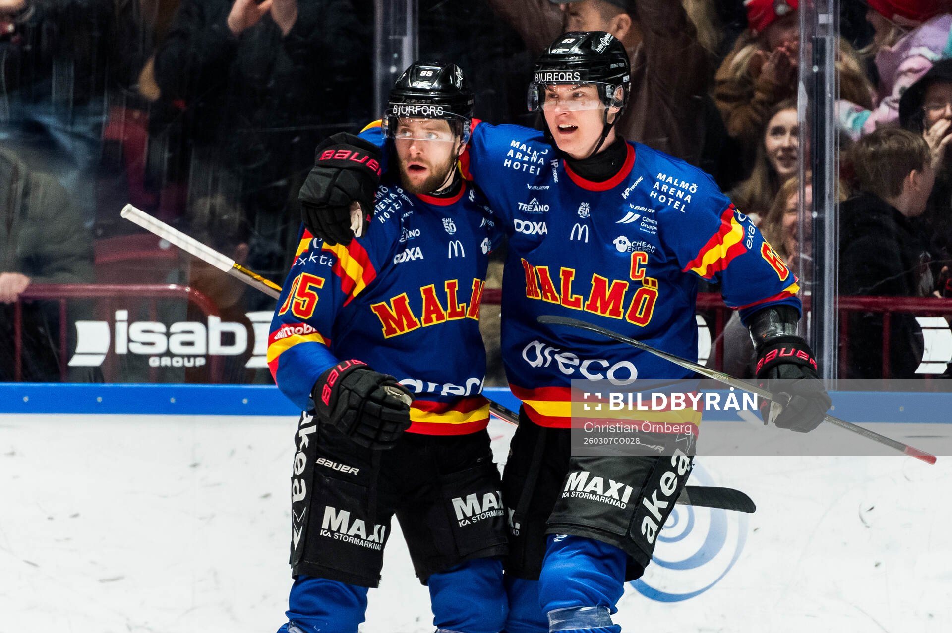 Malmö Redhawks Carl Persson, Fredrik Händemark och Carl