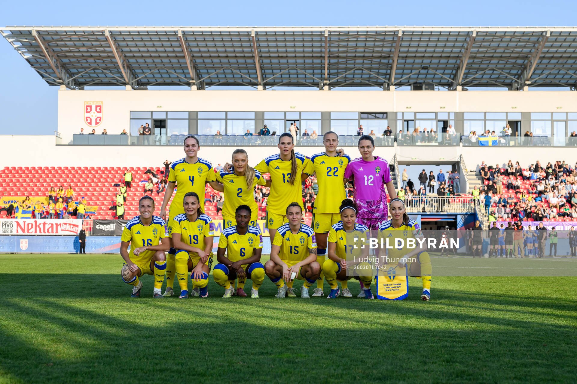 The starting eleven of Sweden pose for a photo