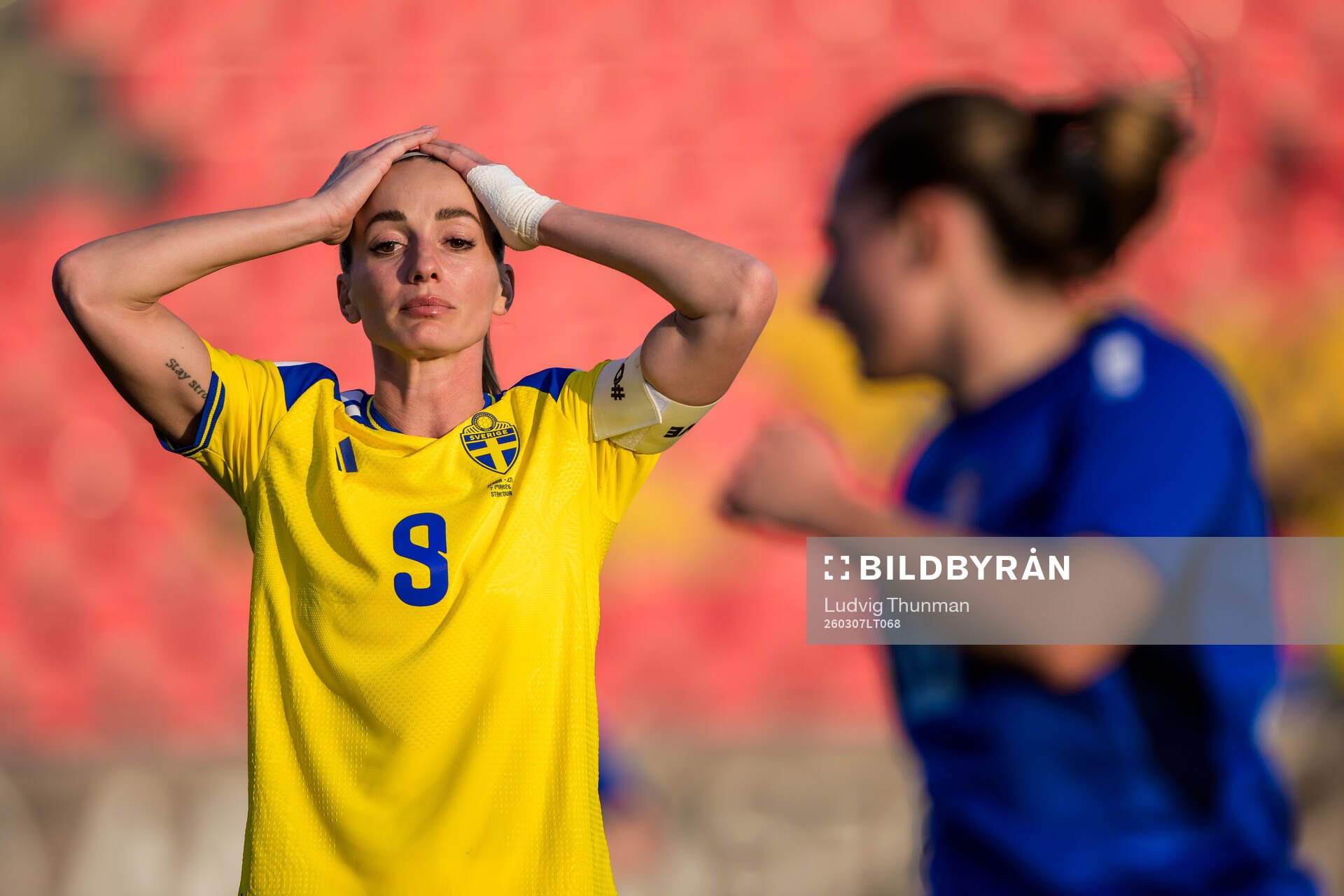 Kosovare Asllani of Sweden looks dejected