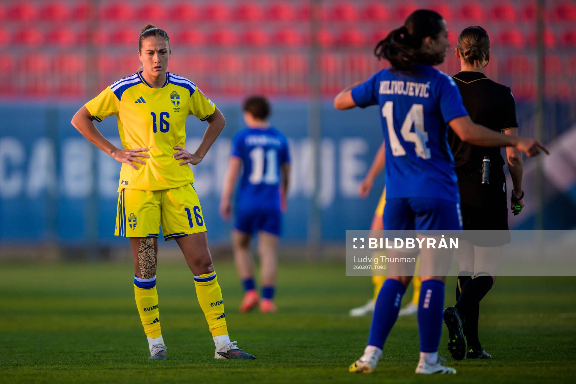 Filippa Angeldahl of Sweden looks dejected