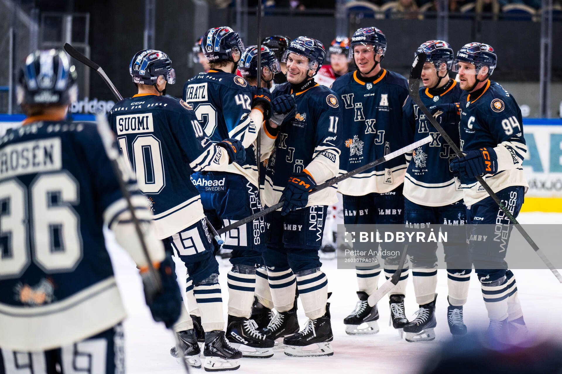 Växjös Brogan Rafferty, Dennis Rasmussen och Joel Persson