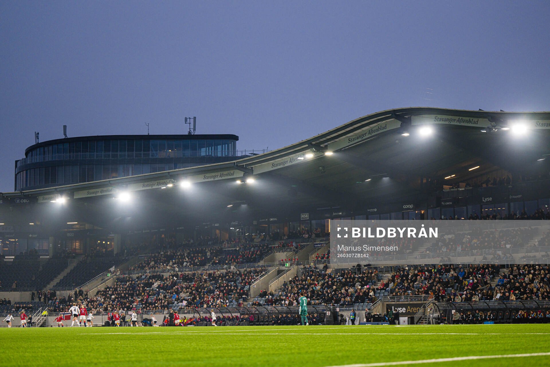 Spectators in the stands at Lyse Arena