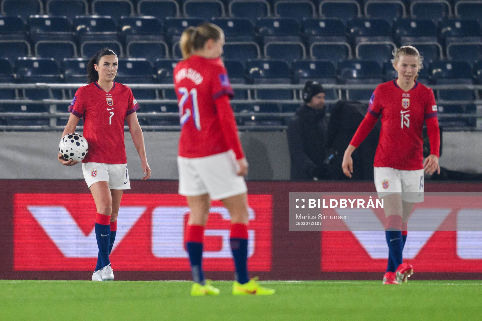 Ingrid Syrstad Engen of Norway looks dejected
