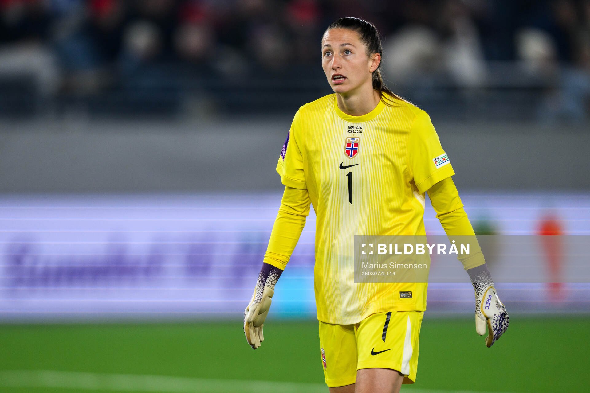 goalkeeper Cecilie Hauståker Fiskerstrand of Norway looks