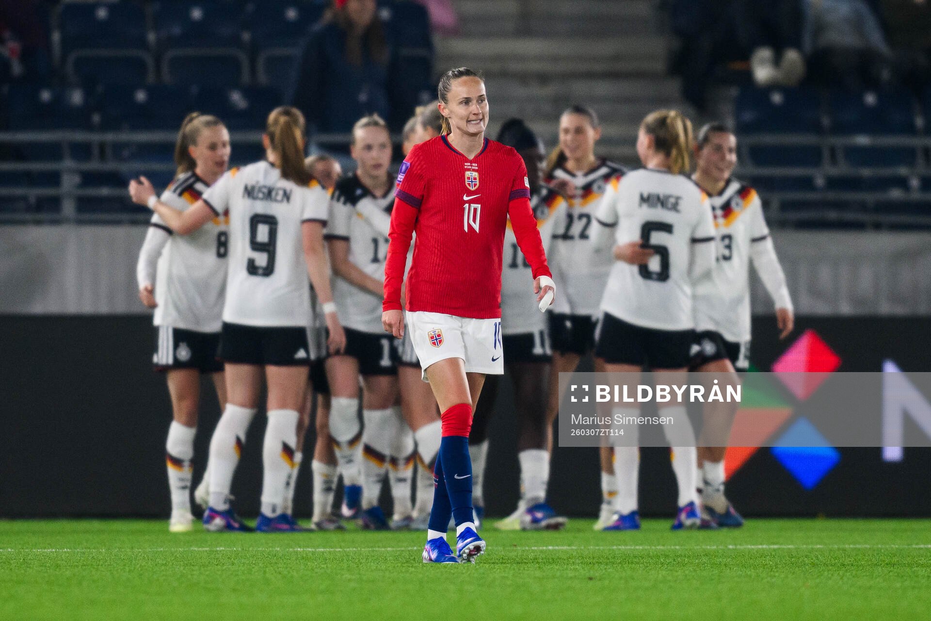 Caroline Graham Hansen of Norway looks dejected