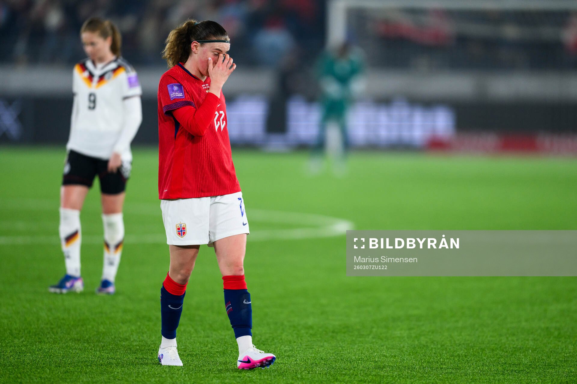 Signe Gaupset of Norway looks dejected