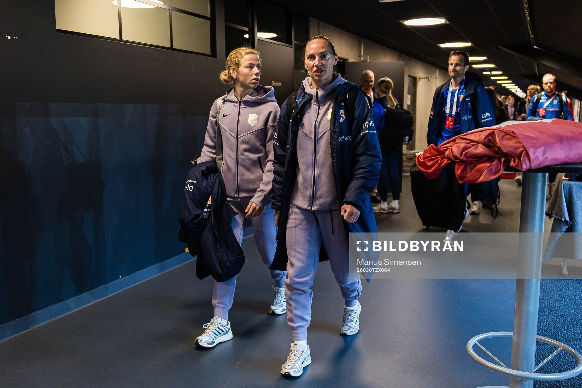 Justine Kielland and Marit Bratberg Lund of Norway arrives