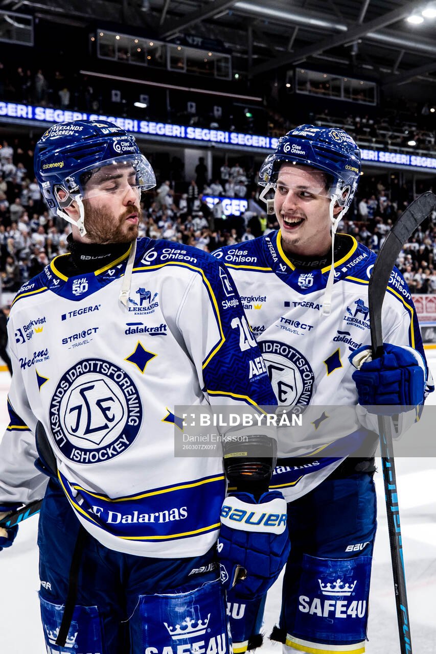 Leksands Nolan Stevens och Anton Johansson jublar
