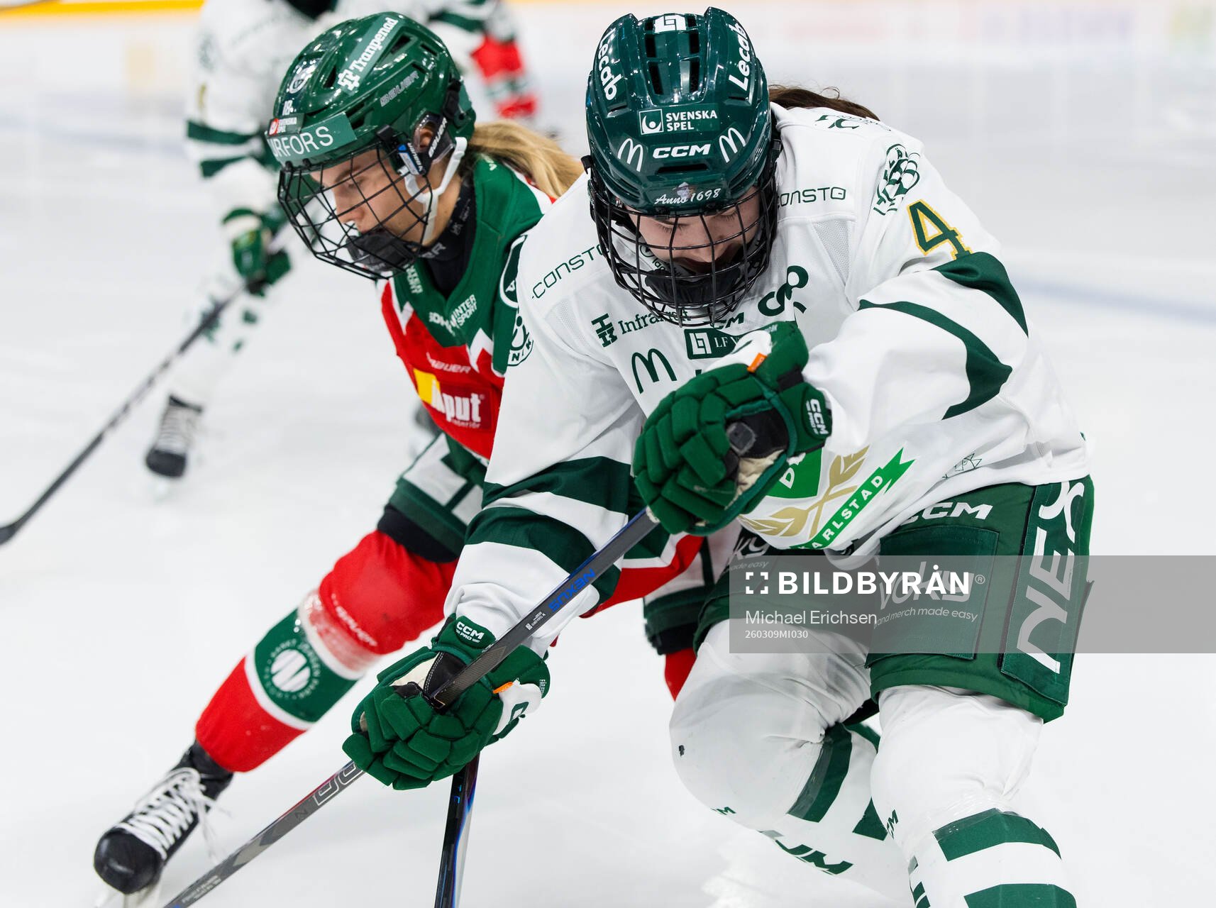 Frölundas Elisa Holopainen och Färjestads Karley Garcia