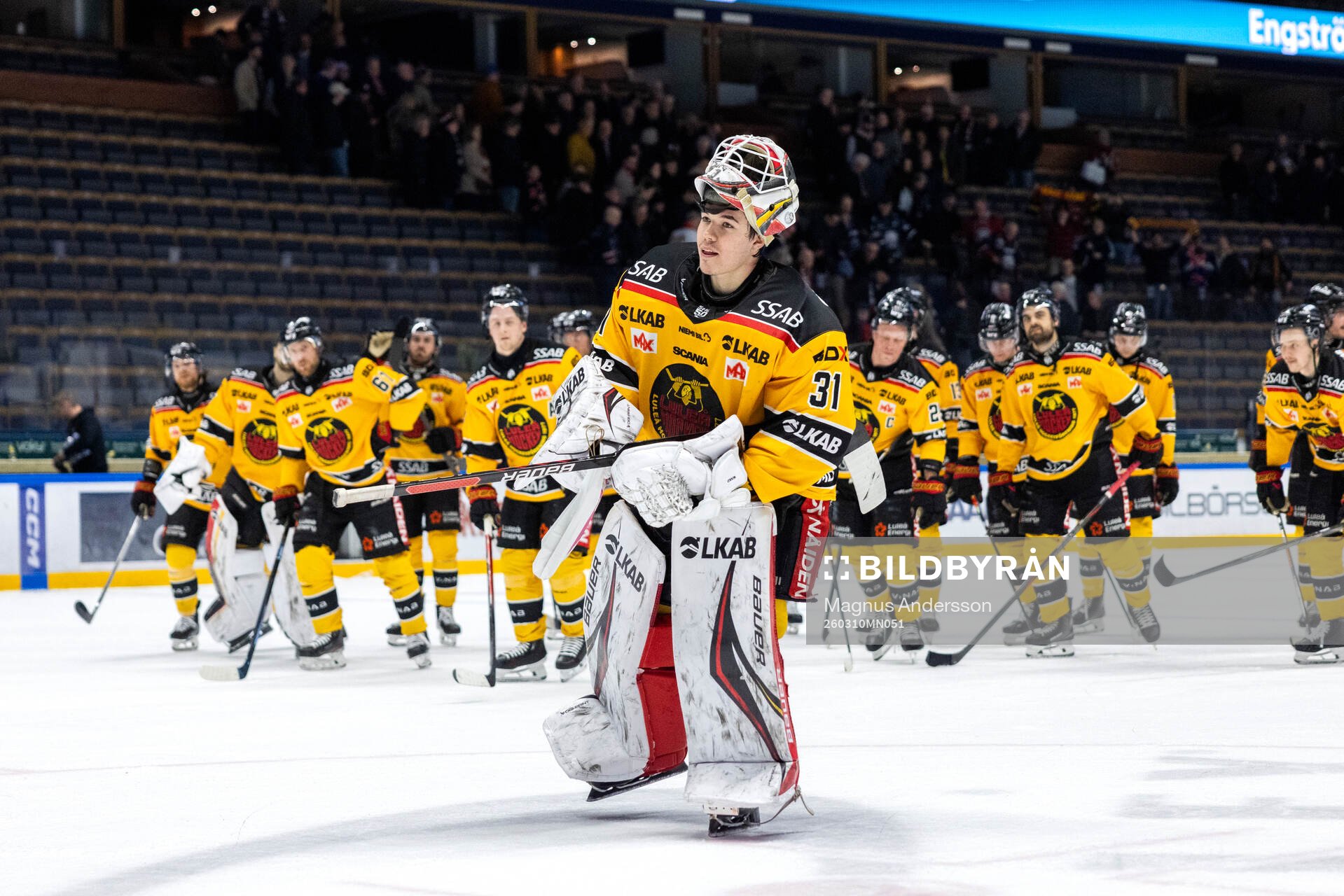 Luleås målvakt Matteus Ward jublar