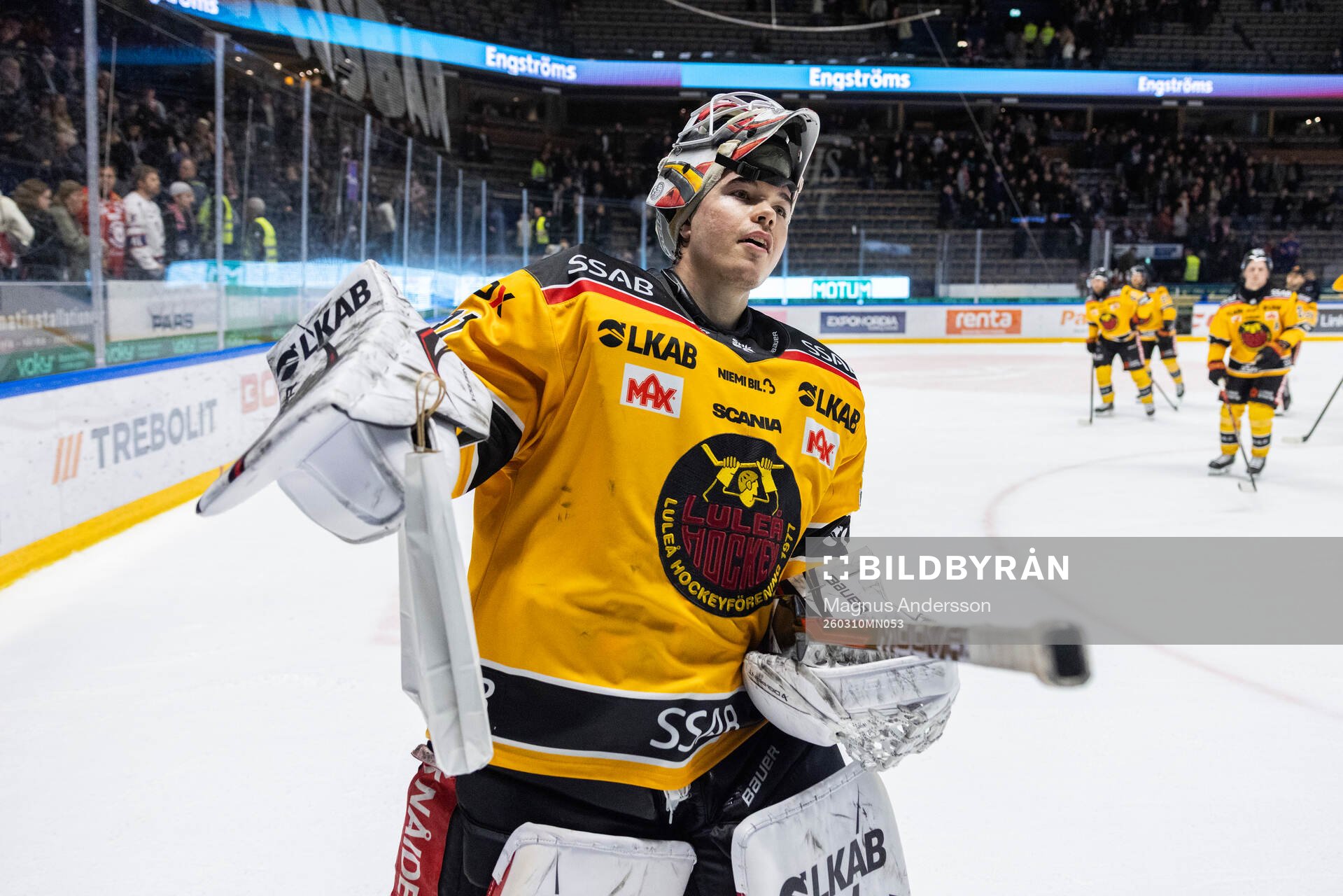 Luleås målvakt Matteus Ward jublar