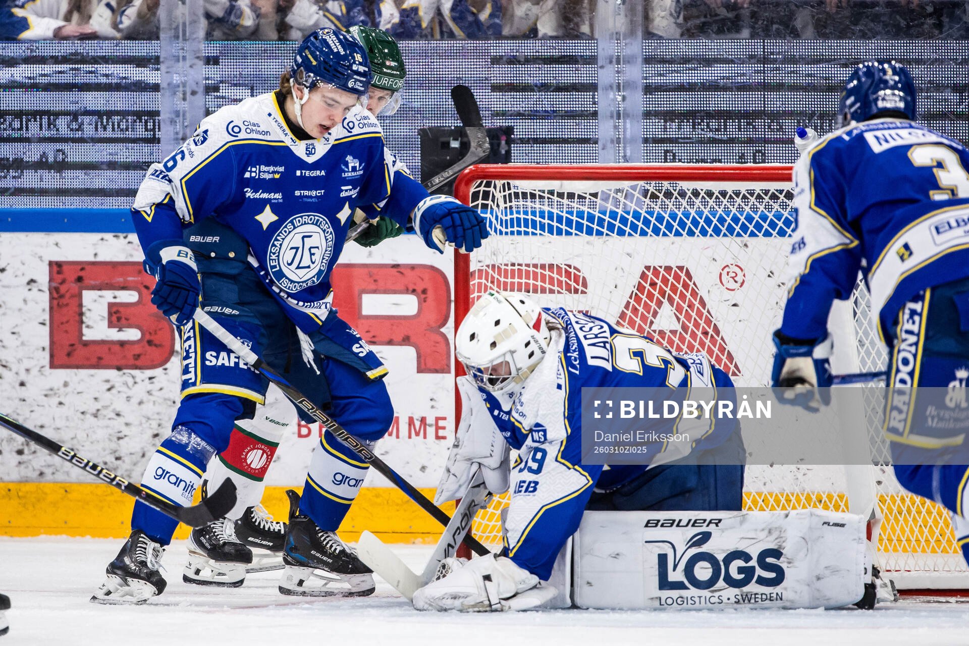 Leksands Rocky Langvardt och målvakt Filip Larsson