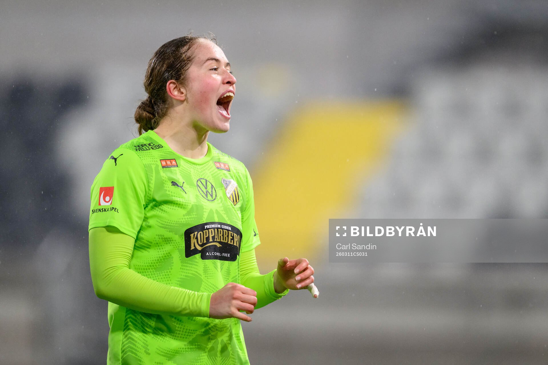 Häckens målvakt Fanney Birkisdottir jublar