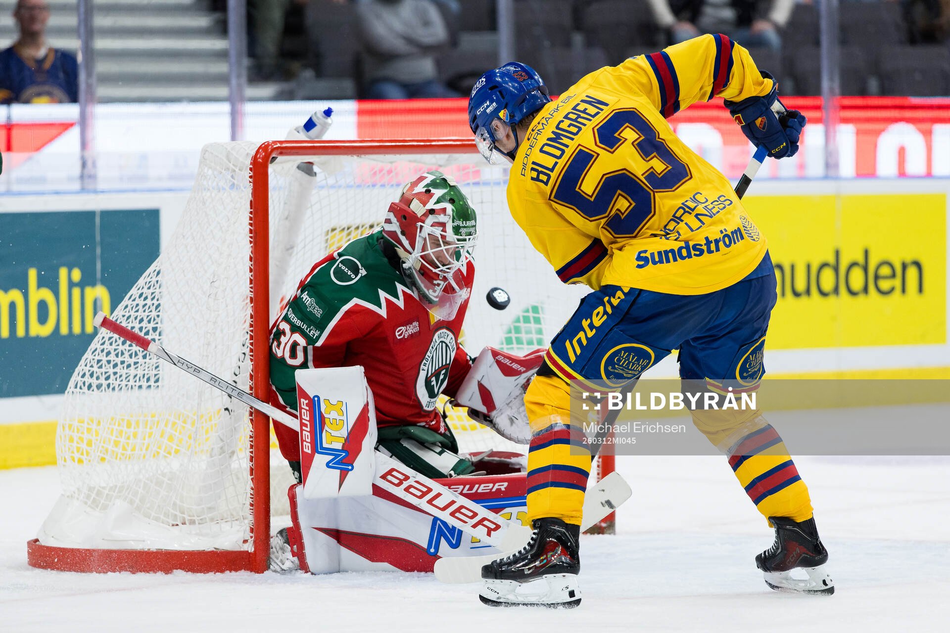 Djurgårdens David Blomgren gör 0-2 bakom Frölundas