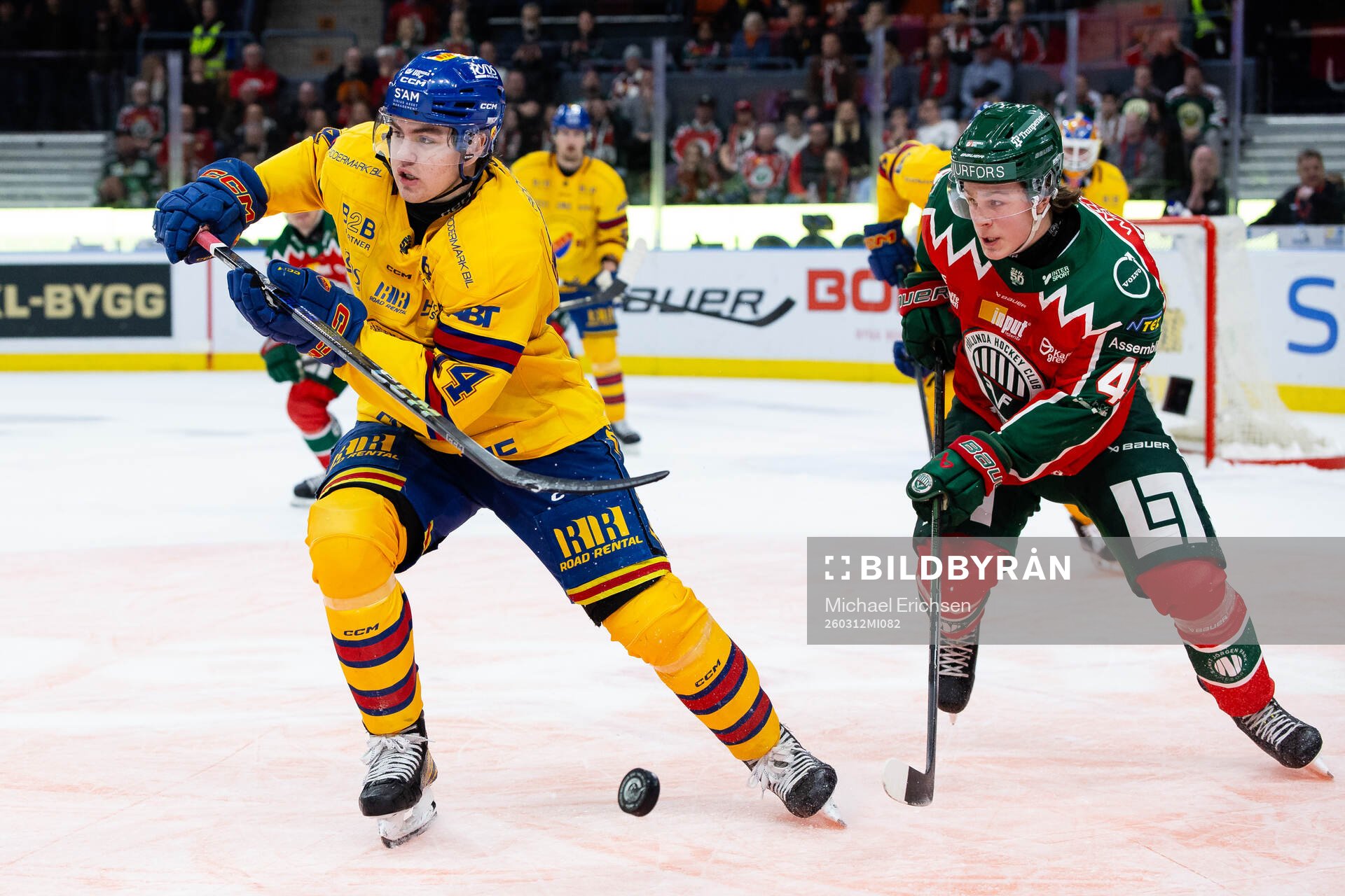 Djurgårdens Anton Frondell och Frölundas Ivar Stenberg
