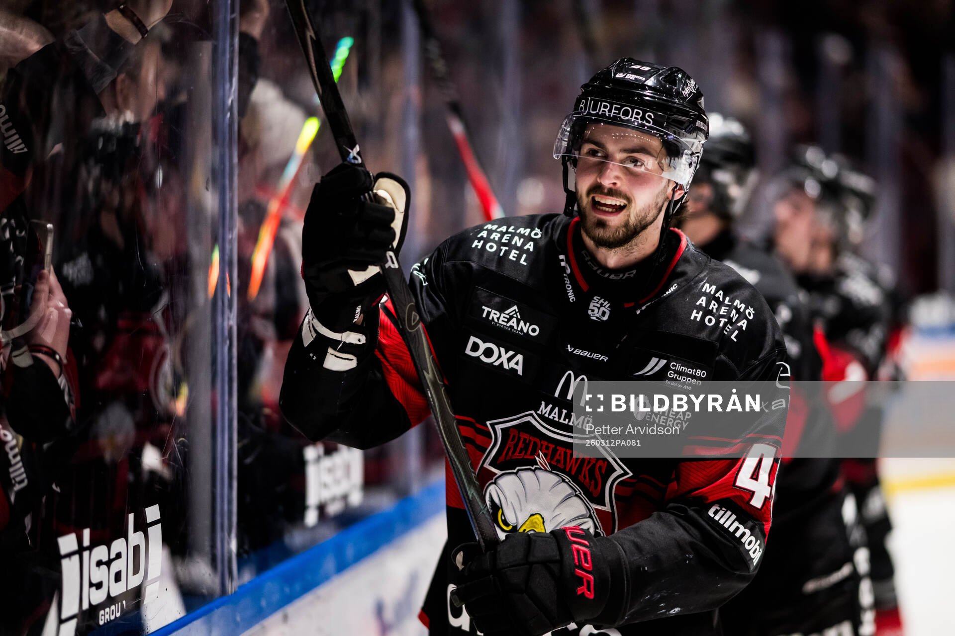 Malmö Redhawks Seth Barton jublar